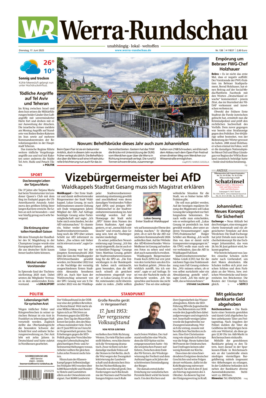 Werra Rundschau vom Dienstag, 17.06.2025