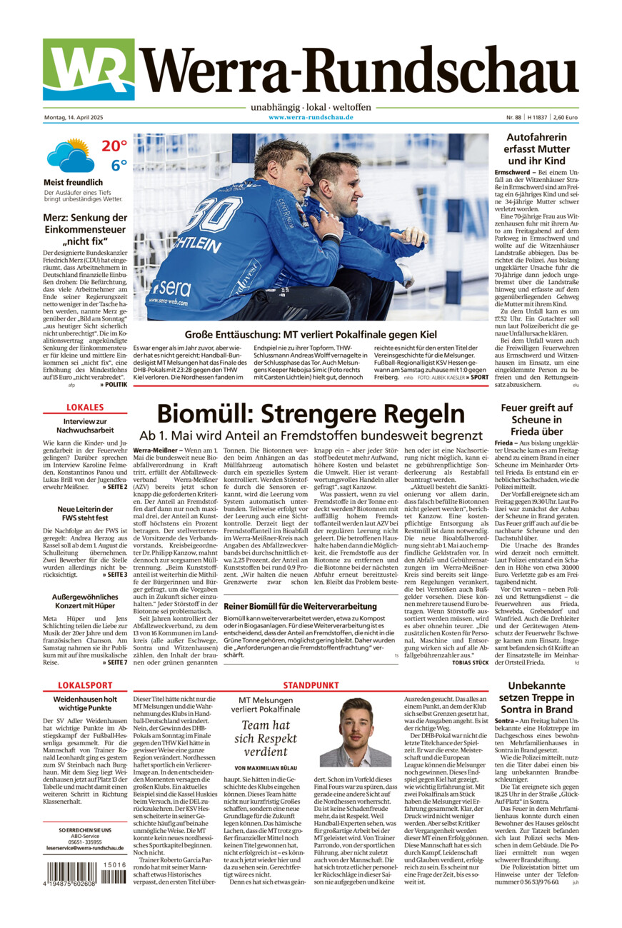 Werra Rundschau vom Montag, 14.04.2025