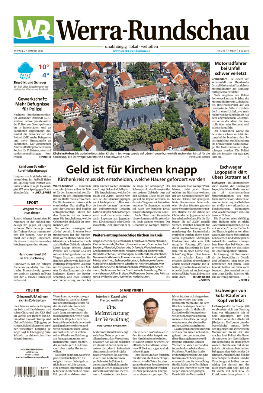 Werra Rundschau vom Montag, 27.10.2025
