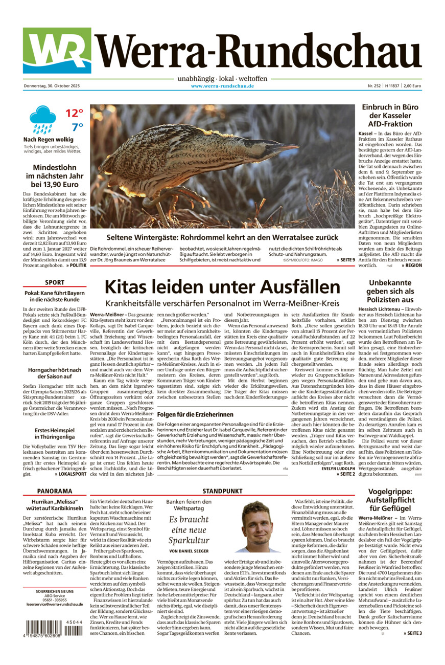 Werra Rundschau vom Donnerstag, 30.10.2025